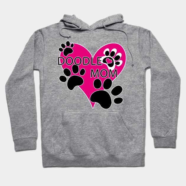 Doodle Dog Mom Big Heart Paw Prints Hoodie by TLSDesigns